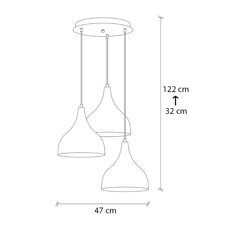 Φωτιστικό οροφής Oslo Megapap E27 μεταλλικό τρίφωτο χρώμα χάλκινο 47x30x122εκ.