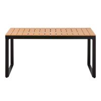 Τραπέζι κήπου Poseidon Megapap μέταλλο - ξύλο χρώμα μαύρο - καρυδί 180x92x75εκ.
