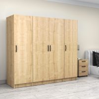 GP100-01012-3 Ντουλάπα ρούχων Victoria Megapap τετράφυλλη χρώμα φυσικό οξιάς 200x60x181εκ.