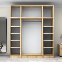 GP100-01022-2 Ντουλάπα ρούχων Victoria Megapap τετράφυλλη με πατάρι χρώμα φυσικό οξιάς 200x60x240εκ.