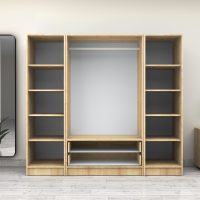 GP100-01032-2 Ντουλάπα ρούχων Victoria Megapap τετράφυλλη με συρτάρια χρώμα φυσικό οξιάς 200x60x181εκ.