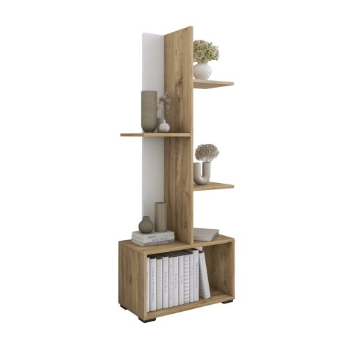 bibliothiki-fb91819503-melamini-se-leyko ΒΙΒΛΙΟΘΗΚΗ TRIVIO HM18195.03 ΜΕΛΑΜΙΝΗ ΣΕ ΛΕΥΚΟ-ATLANTIS GREEN 50x25x127Υεκ.