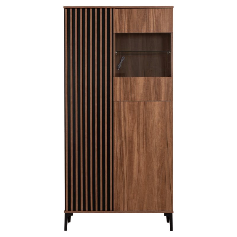 ΒΙΤΡΙΝΑ ΣΕΙΡΑ HARRY HM18011.01 ΜΕΛΑΜΙΝΗ ΦΥΣΙΚΟ ΞΥΛΟΥ-ΜΑΥΡΟ 90x40x185Υεκ.