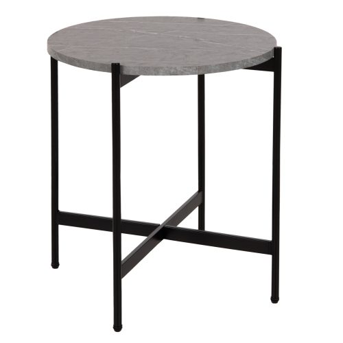 boithitiko-trapezi-fb9958902-mdf-gkri-ma ΒΟΗΘΗΤΙΚΟ ΤΡΑΠΕΖΙ HM9589.02 MDF ΓΚΡΙ ΜΑΡΜΑΡΟ-ΜΑΥΡΗ ΜΕΤΑΛΛΙΚΗ ΒΑΣΗ Φ50x55Υεκ.