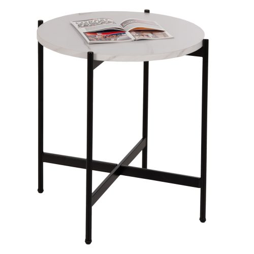 boithitiko-trapezi-fb9958905-mdf-leyko-m ΒΟΗΘΗΤΙΚΟ ΤΡΑΠΕΖΙ HM9589.05 MDF ΛΕΥΚΟ ΜΑΡΜΑΡΟ-ΜΑΥΡΗ ΜΕΤΑΛΛΙΚΗ ΒΑΣΗ Φ50x55Υεκ.