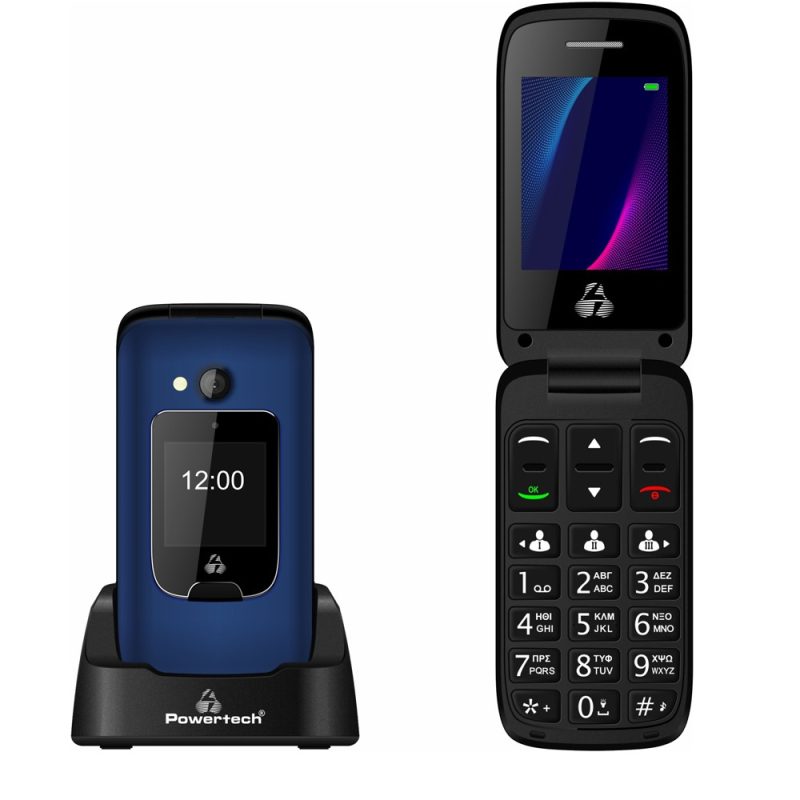 electromania_product_num-363 POWERTECH Κινητό Τηλέφωνο Sentry Dual II, 2 οθόνες, SOS Call, μπλε PTM-26