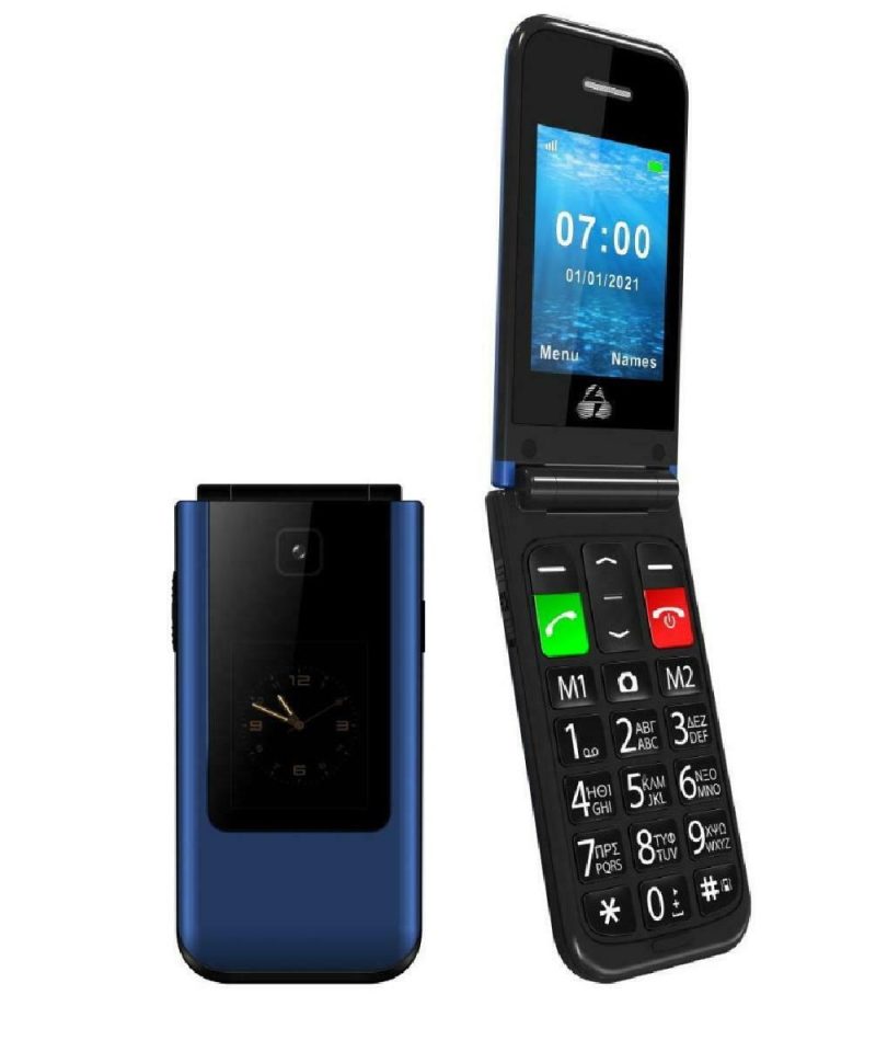 electromania_product_num-3631 POWERTECH Κινητό Τηλέφωνο Sentry Dual II, 2 οθόνες, SOS Call, μπλε PTM-26