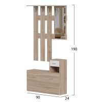 ΕΠΙΠΛΟ ΕΙΣΟΔΟΥ ΜΕ ΚΑΘΡΕΦΤΗ GORN HM2473.04 ΜΕΛΑΜΙΝΗ ΣΕ ΣΟΝΑΜΑ-ΛΕΥΚΟ 90x24x190Υεκ