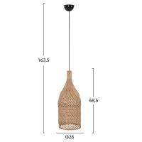 ΦΩΤΙΣΤΙΚΟ ΟΡΟΦΗΣ CARBOY HM7884 ΚΡΕΜΑΣΤΟ ΑΠΟ RATTAN ΣΕ ΦΥΣΙΚΟ ΧΡΩΜΑ Φ28x163,5Yεκ.