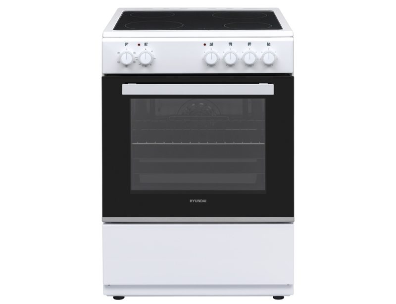 Κουζίνα Hyundai HCVC24V-7260VS/W με κεραμικές εστίες, χωρητικότητα φούρνου 69L, 5 λειτουργίες ψησίματος και ενεργειακή κλάση Α