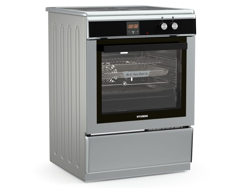Κουζίνα Hyundai HCIN23-7261I/XT με πολυλειτουργικό φούρνο, επαγωγικές εστίες, χωρητικότητα φούρνου 69L, 9 λειτουργίες ψησίματος, μηχανισμό σούβλας και ενεργειακή κλάση Α