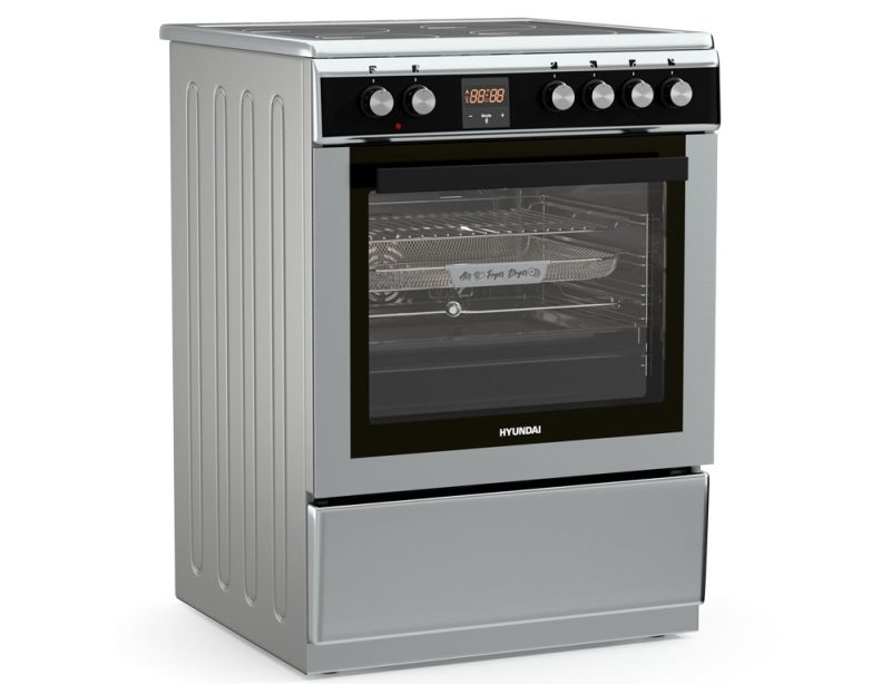 Κουζίνα Hyundai HCIN23-7260I/X με πολυλειτουργικό φούρνο, επαγωγικές εστίες, χωρητικότητα φούρνου 69L, 9 λειτουργίες ψησίματος, μηχανισμό σούβλας και ενεργειακή κλάση Α