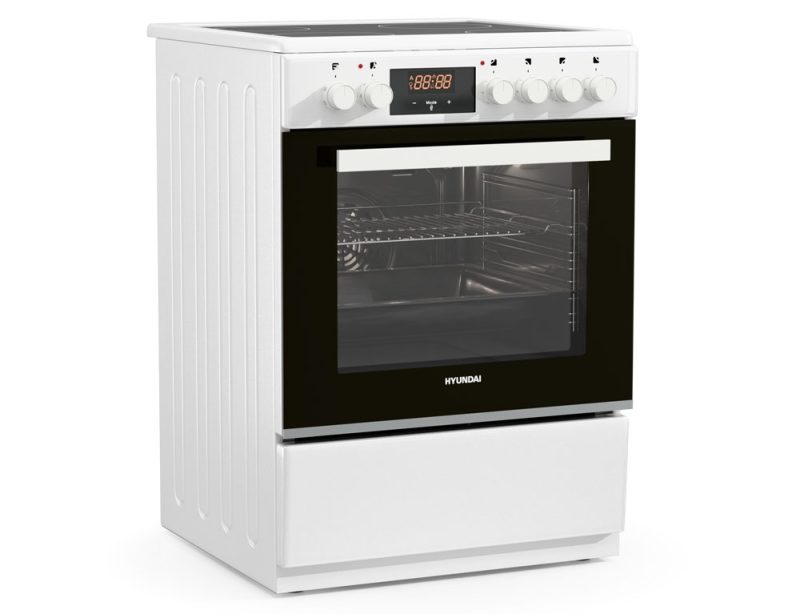 Κουζίνα Hyundai HCVC24V-7260V/W με κεραμικές εστίες, χωρητικότητα φούρνου 69L, 5 λειτουργίες ψησίματος και ενεργειακή κλάση Α