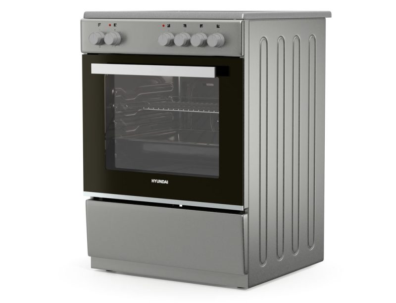 Κουζίνα Hyundai HCVC24V-7260VS/S με κεραμικές εστίες, χωρητικότητα φούρνου 69L, 5 λειτουργίες ψησίματος και ενεργειακή κλάση Α
