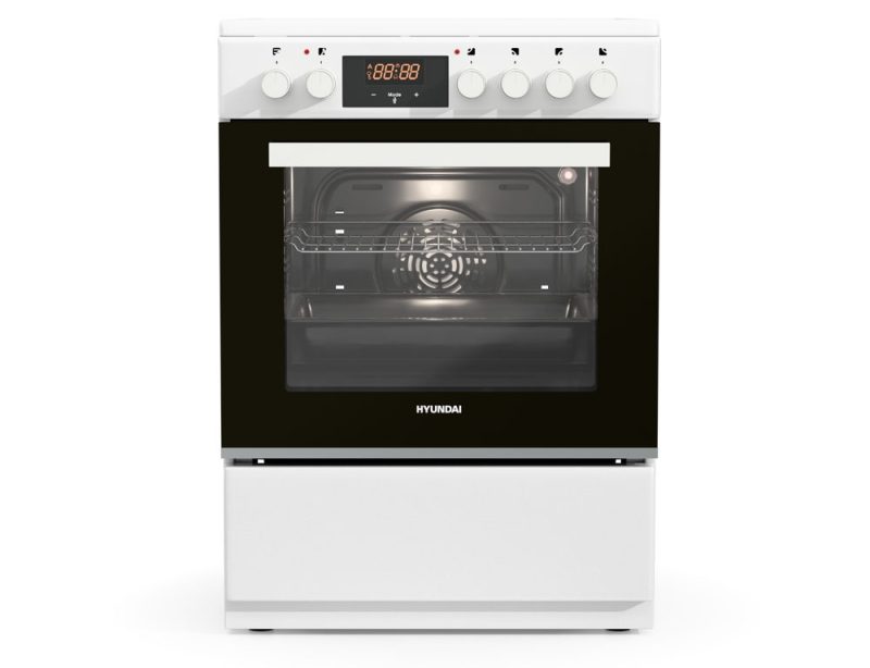 Κουζίνα Hyundai HCVC24V-7260V/W με κεραμικές εστίες, χωρητικότητα φούρνου 69L, 5 λειτουργίες ψησίματος και ενεργειακή κλάση Α