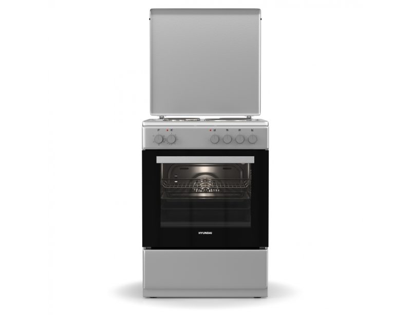 Κουζίνα Hyundai HCMU24V-7260E/S με ηλεκτρικό φούρνο, εμαγιέ εστίες, χωρητικότητα φούρνου 69L, 5 λειτουργίες ψησίματος και ενεργειακή κλάση Α