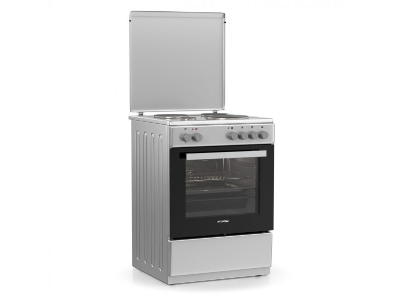 Κουζίνα Hyundai HCMU24V-7260E/S με ηλεκτρικό φούρνο, εμαγιέ εστίες, χωρητικότητα φούρνου 69L, 5 λειτουργίες ψησίματος και ενεργειακή κλάση Α