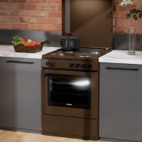 Κουζίνα Hyundai HCMU23-6560E/BR με πολυλειτουργικό φούρνο, εμαγιέ εστίες, χωρητικότητα φούρνου 72L, 6 λειτουργίες ψησίματος και ενεργειακή κλάση Α