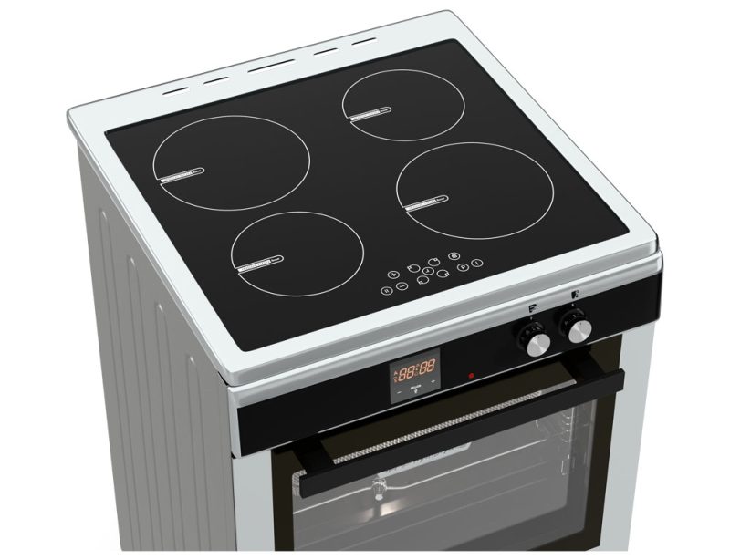 Κουζίνα Hyundai HCIN23-7261I/XT με πολυλειτουργικό φούρνο, επαγωγικές εστίες, χωρητικότητα φούρνου 69L, 9 λειτουργίες ψησίματος, μηχανισμό σούβλας και ενεργειακή κλάση Α