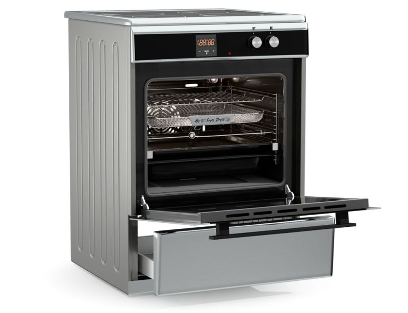 Κουζίνα Hyundai HCIN23-7261I/XT με πολυλειτουργικό φούρνο, επαγωγικές εστίες, χωρητικότητα φούρνου 69L, 9 λειτουργίες ψησίματος, μηχανισμό σούβλας και ενεργειακή κλάση Α