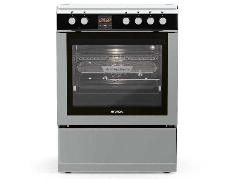 Κουζίνα Hyundai HCIN23-7260I/X με πολυλειτουργικό φούρνο, επαγωγικές εστίες, χωρητικότητα φούρνου 69L, 9 λειτουργίες ψησίματος, μηχανισμό σούβλας και ενεργειακή κλάση Α