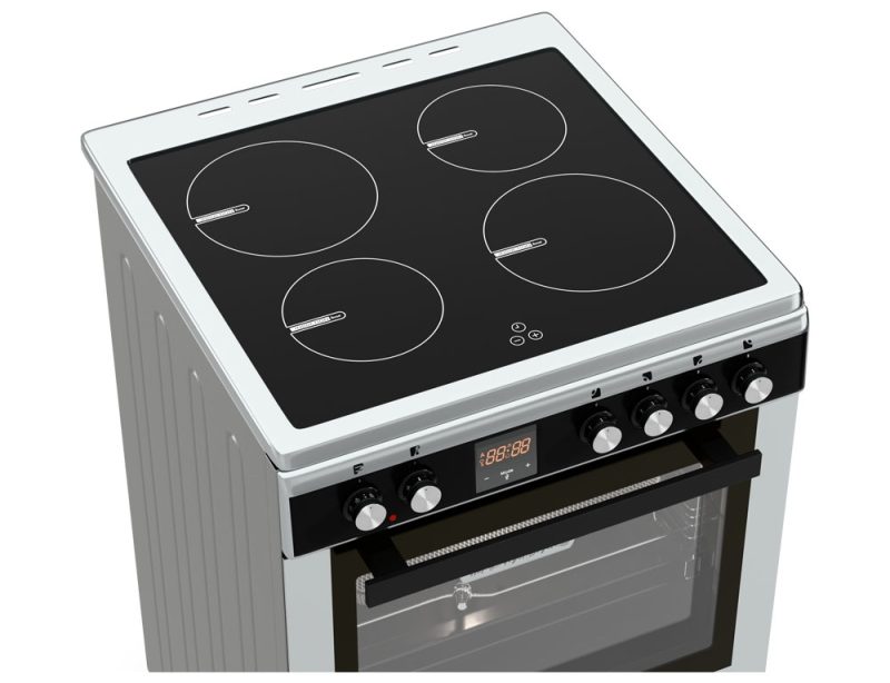 Κουζίνα Hyundai HCIN23-7260I/X με πολυλειτουργικό φούρνο, επαγωγικές εστίες, χωρητικότητα φούρνου 69L, 9 λειτουργίες ψησίματος, μηχανισμό σούβλας και ενεργειακή κλάση Α