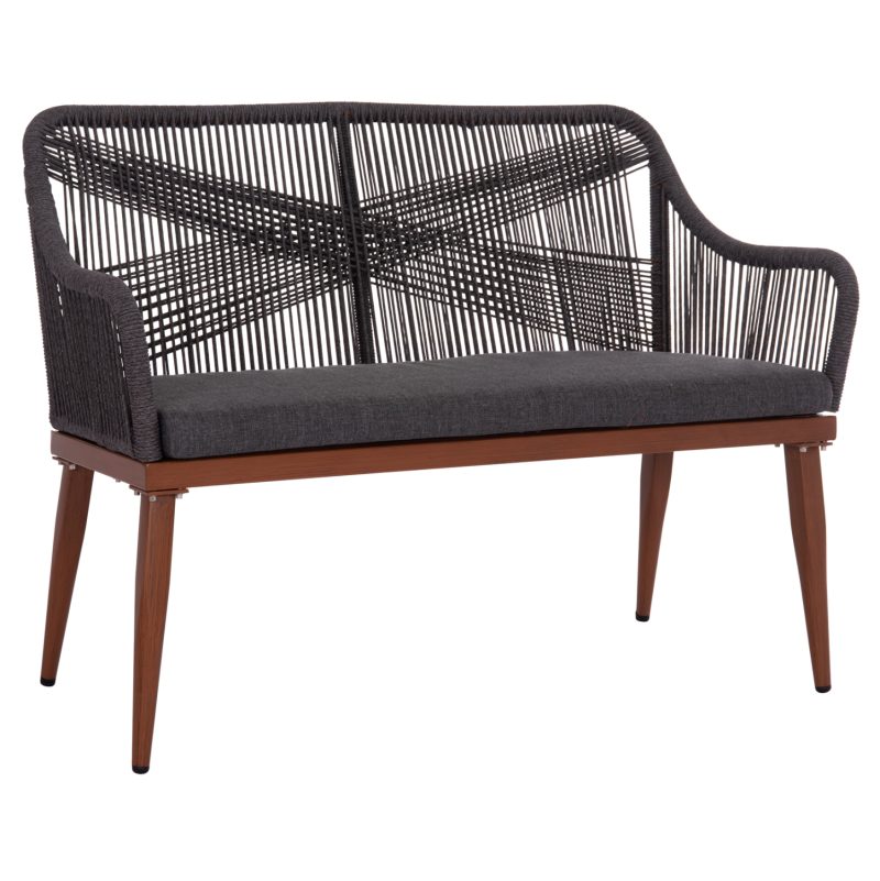 ΚΑΝΑΠΕΣ 2ΘΕΣΙΟΣ MYRTIA HM5550.11 AΛΟΥΜΙΝΙΟ ΚΑΦΕ--ΑΝΘΡΑΚΙ P.E. ΣΧΟΙΝΙ 123x61x90Υεκ