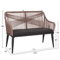 kanapes-2thesios-fb9555012-aloyminio-ant-1 ΚΑΝΑΠΕΣ 2ΘΕΣΙΟΣ MYRTIA HM5550.12 AΛΟΥΜΙΝΙΟ ΑΝΘΡΑΚΙ--ΜΠΕΖ TESLIN ΣΧΟΙΝΙ 123x61x90Υεκ.