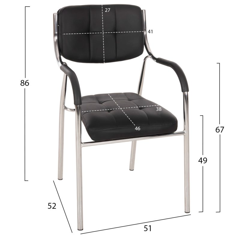 karekla-episkepti-grafeioy-fb9101801-may-1 ΚΑΡΕΚΛΑ ΕΠΙΣΚΕΠΤΟΥ OBERON HM1018.01 ΜΑΥΡΟ PU 51x52x86Υ εκ.