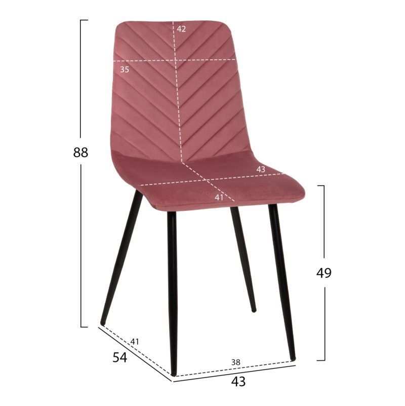 ΚΑΡΕΚΛΑ LATRELL HM8587.02 ΒΕΛΟΥΔΟ ΣΑΠΙΟ ΜΗΛΟ ΜΕ ΜΑΥΡΑ ΜΕΤΑΛΛΙΚΑ ΠΟΔΙΑ 43x54x88Υεκ. 4τμχ