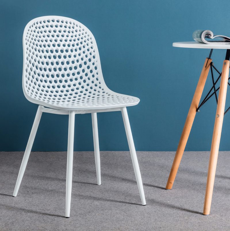 ΚΑΡΕΚΛΑ ΠΟΛΥΠΡΟΠΥΛΕΝΙΟΥ MILANA HM8512.01 ΛΕΥΚΟ ΜΕ ΜΕΤΑΛΛΙΚΑ ΠΟΔΙΑ 45X51X84Υ εκ. 4τμχ