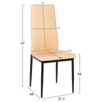 ΚΑΡΕΚΛΑ ΤΡΑΠΕΖΑΡΙΑΣ LADY HM0037.25 ΑΝΟΙΧΤΟ ΚΡΕΜ PU ΣΚΕΛΕΤΟΣ ΜΑΥΡΟΣ ΜΕΤΑΛ. (K/D) 42x44x95Υεκ 4τμχ