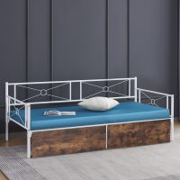 ΚΡΕΒΑΤΙ-ΚΑΝΑΠΕΣ BERNIE HM21121.01 ΛΕΥΚΟΣ ΜΕΤΑΛ.ΣΚΕΛΕΤΟΣ & 2 ΣΥΡΤΑΡΙΑ- ΓΙΑ 190x90εκ.