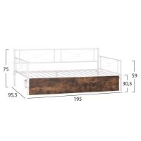 ΚΡΕΒΑΤΙ-ΚΑΝΑΠΕΣ BERNIE HM21121.01 ΛΕΥΚΟΣ ΜΕΤΑΛ.ΣΚΕΛΕΤΟΣ & 2 ΣΥΡΤΑΡΙΑ- ΓΙΑ 190x90εκ.