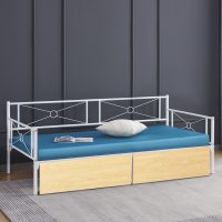 ΚΡΕΒΑΤΙ-ΚΑΝΑΠΕΣ BERNIE HM21121.02 ΛΕΥΚΟ ΜΕΤΑΛΛΟ & 2 SONAMA ΣΥΡΤΑΡΙΑ- ΓΙΑ 190x90εκ.