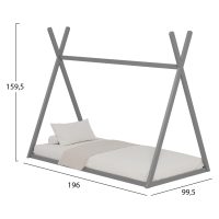 ΚΡΕΒΑΤΙ ΠΑΙΔΙΚΟ MUNK HM681.05 τ.MONTESSORI ΜΑΣΙΦ ΞΥΛΟ ΠΕΥΚΟΥ ΓΚΡΙ- 190x90εκ