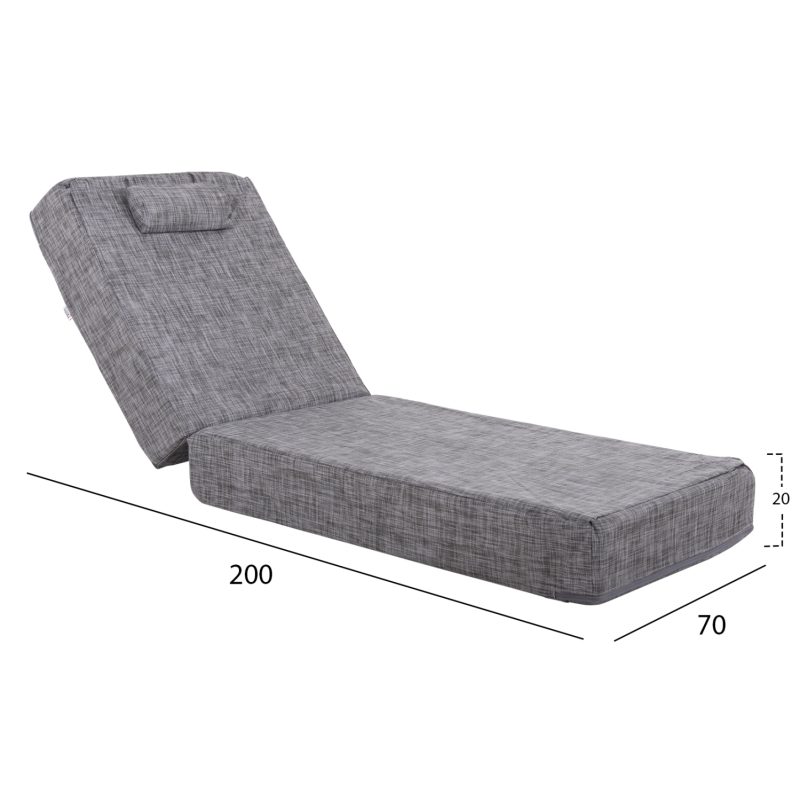 maxilari-xaplostras-textilene-gkri-fb911-1 ΜΑΞΙΛΑΡΙ ΞΑΠΛΩΣΤΡΑΣ TEXTILENE SIFNOS ΓΚΡΙ HM11761.10 200(120+80)x70x20Yεκ.