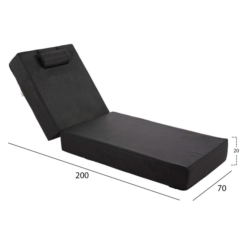 maxilari-xaplostras-textilene-mayro-fb91-1 ΜΑΞΙΛΑΡΙ ΞΑΠΛΩΣΤΡΑΣ TEXTILENE SIFNOS ΜΑΥΡΟ HM11761.01 200(120+80)x70x20Yεκ.