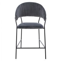 ΣΚΑΜΠΟ ΜΕΣΑΙΟΥ ΥΨΟΥΣ HM8734.01 THEODORE ΒΕΛΟΥΔΟ ΓΚΡΙ ΜΕ ΜΑΥΡΟ ΣΚΕΛΕΤΟ 60x55x100Y εκ. 2τμχ