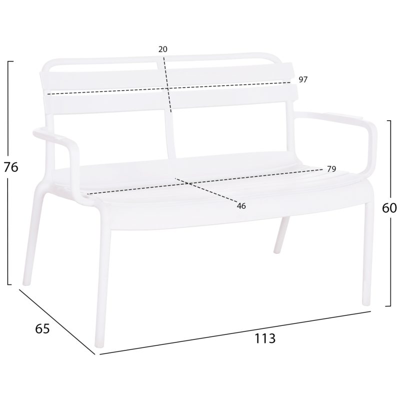 ΠΑΓΚΑΚΙ ΠΟΛΥΠΡΟΠΥΛΕΝΙΟΥ 2ΘΕΣΙΟ KORVER HM6332.01 ΛΕΥΚΟ 113x65x76Υεκ.