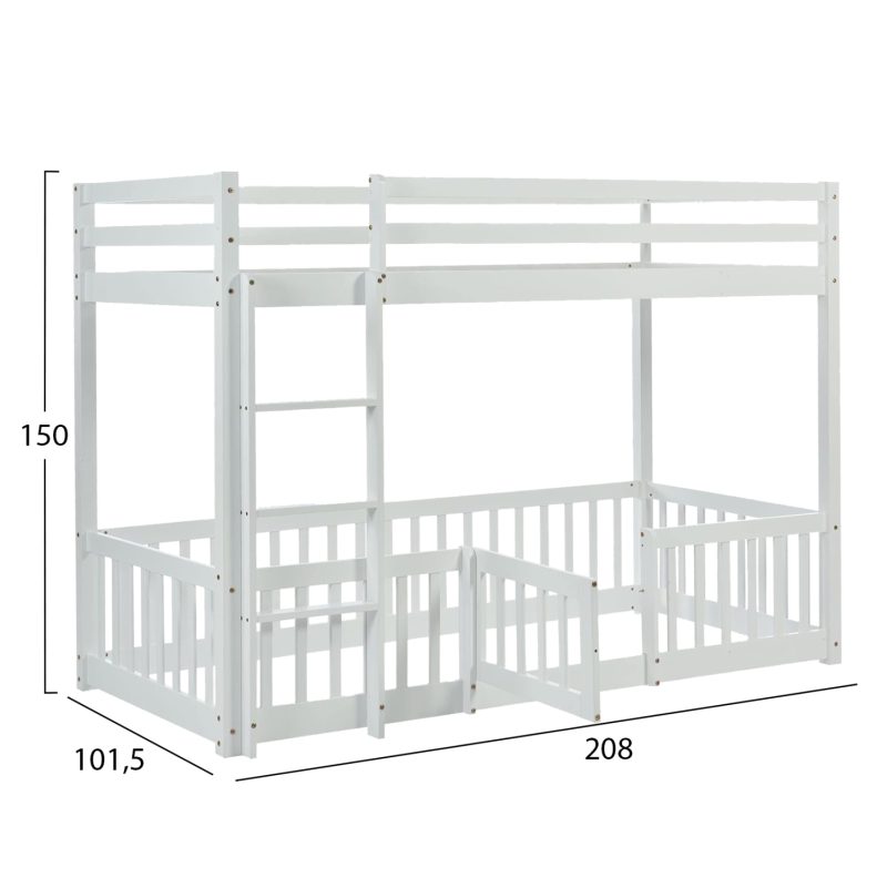 ΠΑΙΔΙΚΗ ΚΟΥΚΕΤΑ τ.MONTESSORI ΜΕ ΠΑΡΚΑΚΙ PLAYKID HM703.03 ΞΥΛΟ ΠΕΥΚΟΥ ΛΕΥΚΟ ΓΙΑ 190x90εκ