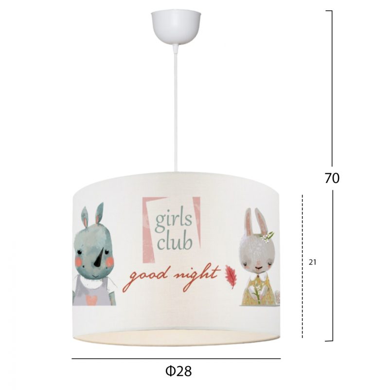 paidiko-fotistiko-orofis-yfasmatino-fb97-1 ΠΑΙΔΙΚΟ ΦΩΤΙΣΤΙΚΟ ΟΡΟΦΗΣ ΥΦΑΣΜΑΤΙΝΟ HM7574.01 ΛΕΥΚΟ ΜΕ ΣΧΕΔΙΟ GIRLS CLUB Φ28x70Y εκ.