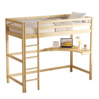 ΠΑΙΔΙΚΟ ΚΡΕΒΑΤΙ ΚΟΥΚΕΤΑ ΜΕ ΓΡΑΦΕΙΟ AKRON HM702.01 ΞΥΛΟ ΠΕΥΚΟΥ ΦΥΣΙΚΟ-ΣΤΡΩΜΑ 90x190εκ