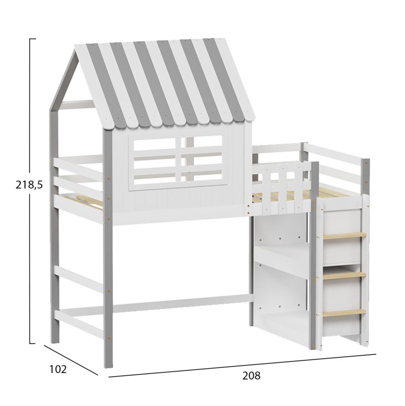 ΠΑΙΔΙΚΟ ΚΡΕΒΑΤΙ τ.MONTESSORI ΜΕ ΠΛΑΙΝΑ ΡΑΦΙΑ HOMI HM712 ΞΥΛΟ ΠΕΥΚΟΥ ΛΕΥΚΟ-ΓΚΡΙ-ΣΤΡΩΜΑ 90x190εκ