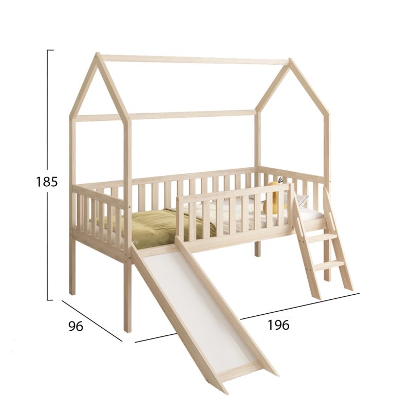 ΠΑΙΔΙΚΟ ΚΡΕΒΑΤΙ τ.MONTESSORI ΜΕ ΤΣΟΥΛΗΘΡΑ PHYLLIS HM701.01 ΞΥΛΟ ΠΕΥΚΟΥ ΦΥΣΙΚΟ ΓΙΑ 90x190εκ