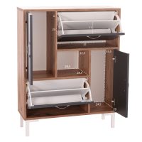 ΠΑΠΟΥΤΣΟΘΗΚΗ MEDY HM18187.02 ΜΕΛΑΜΙΝΗ ΣΕ ΦΥΣΙΚΟ & ΑΝΘΡΑΚΙ-ΜΑΥΡΑ ΠΟΔΙΑ 85x30x108.5Υεκ