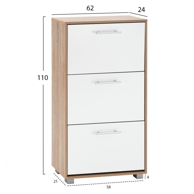 papoytsothiki-melaminis-3theseon-fb92221-1 ΠΑΠΟΥΤΣΟΘΗΚΗ ΜΕΛΑΜΙΝΗΣ DAVINA 3ΘΕΣΕΩΝ HM2221.06 SONAMA-ΛΕΥΚΗ 62Χ24Χ110Υ εκ.