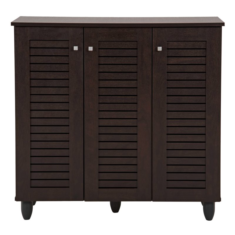 ΠΑΠΟΥΤΣΟΘΗΚΗ-ΝΤΟΥΛΑΠΑ PROLLY HM9609.01 ΜΕΛΑΜΙΝΗ WENGE-3ΠΟΡΤΕΣ-4ΡΑΦΙΑ 87x32x88Υεκ.