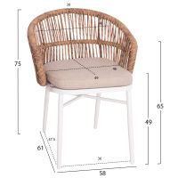 ΠΟΛΥΘΡΟΝΑ ΑΛΟΥΜΙΝΙΟΥ ORIN HM6265.02 ΛΕΥΚΗ-P.E.RATTAN ΦΥΣΙΚΟ-ΜΠΕΖ ΜΑΞΙΛΑΡΙΑ 58x61x75Υ