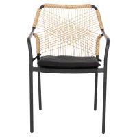 ΠΟΛΥΘΡΟΝΑ ΑΛΟΥΜΙΝΙΟΥ TROTTER HM5865.11 ΣΚΟΥΡΟΣ ΓΚΡΙ ΣΚΕΛΕΤΟΣ ΜΕ WICKER ΜΠΕΖ & ΜΑΥΡΟ ΜΑΞΙΛΑΡΙ